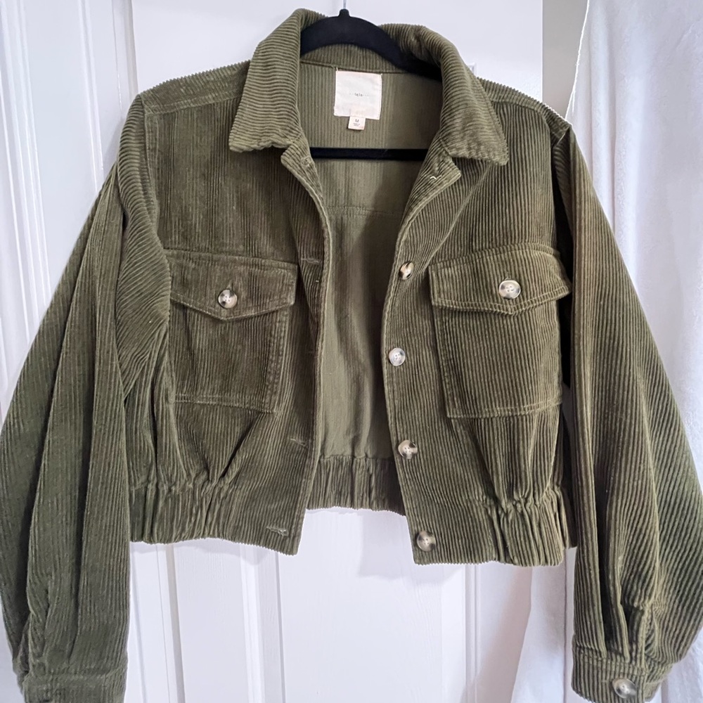 Green Cropped Corduroy Jacket